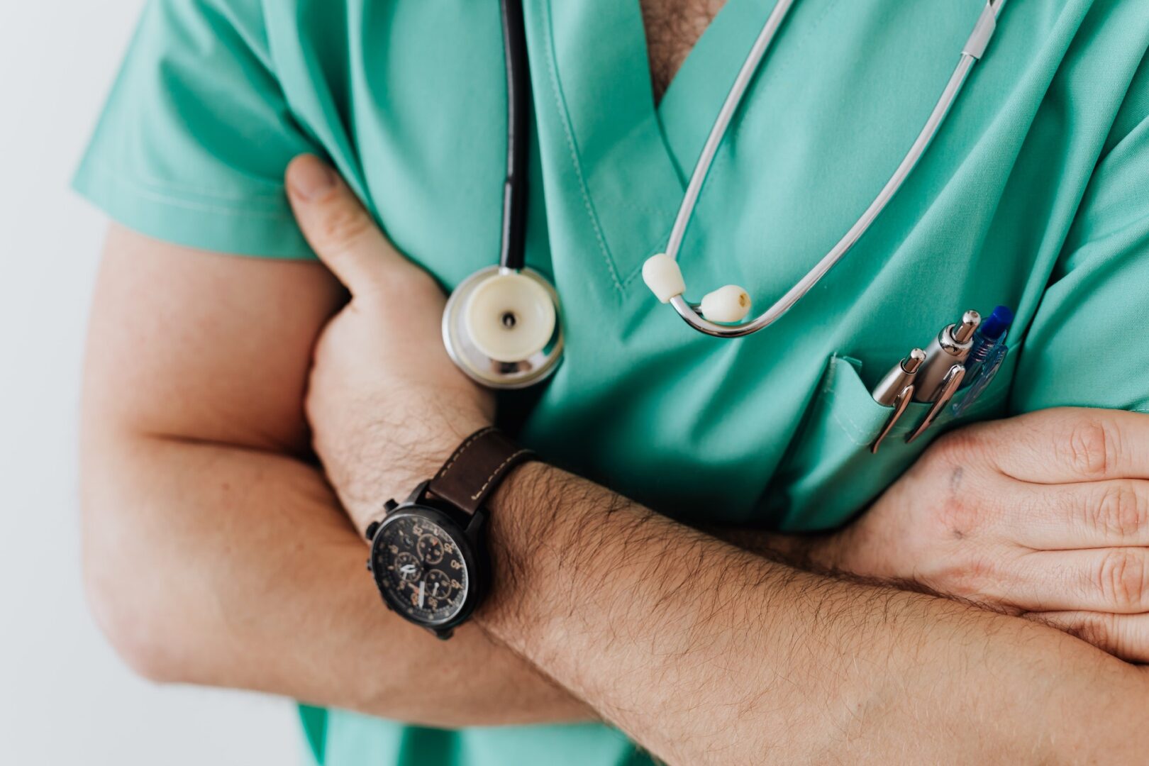 Doctor with stethoscope in hospital